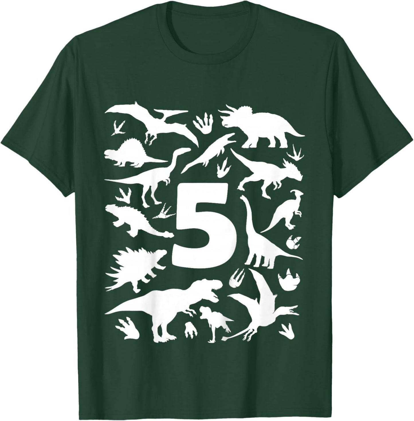 DINO 5 YEARS BOYS DINOSAUR 5th BIRTHDAY T-Shirt - T-Shirt | Forest