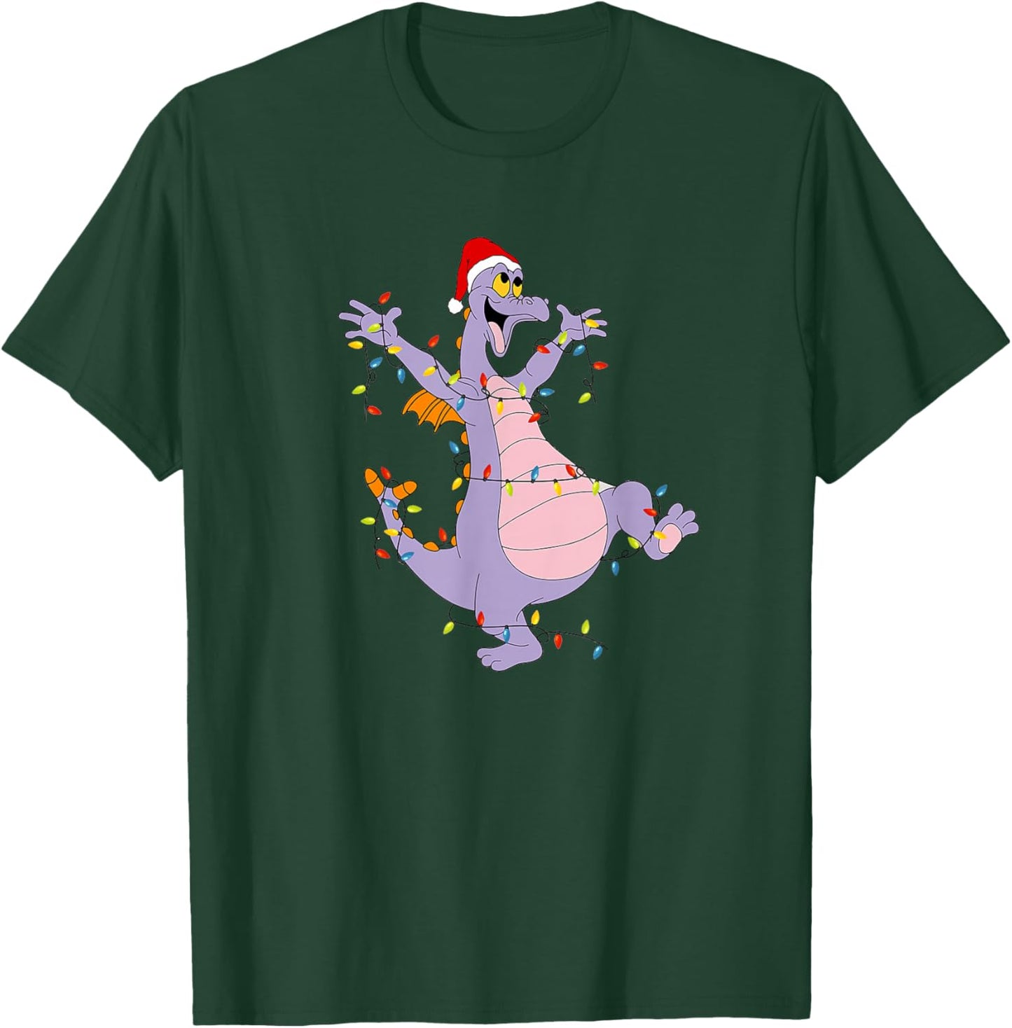 Funny Cute Dragon Figment Lights Christmas Santa Gift T-Shirt - T-Shirt | Forest