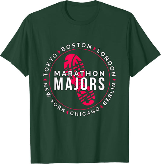 Marathon Majors Runner Finisher 26 Miles T-Shirt - T-Shirt | Forest