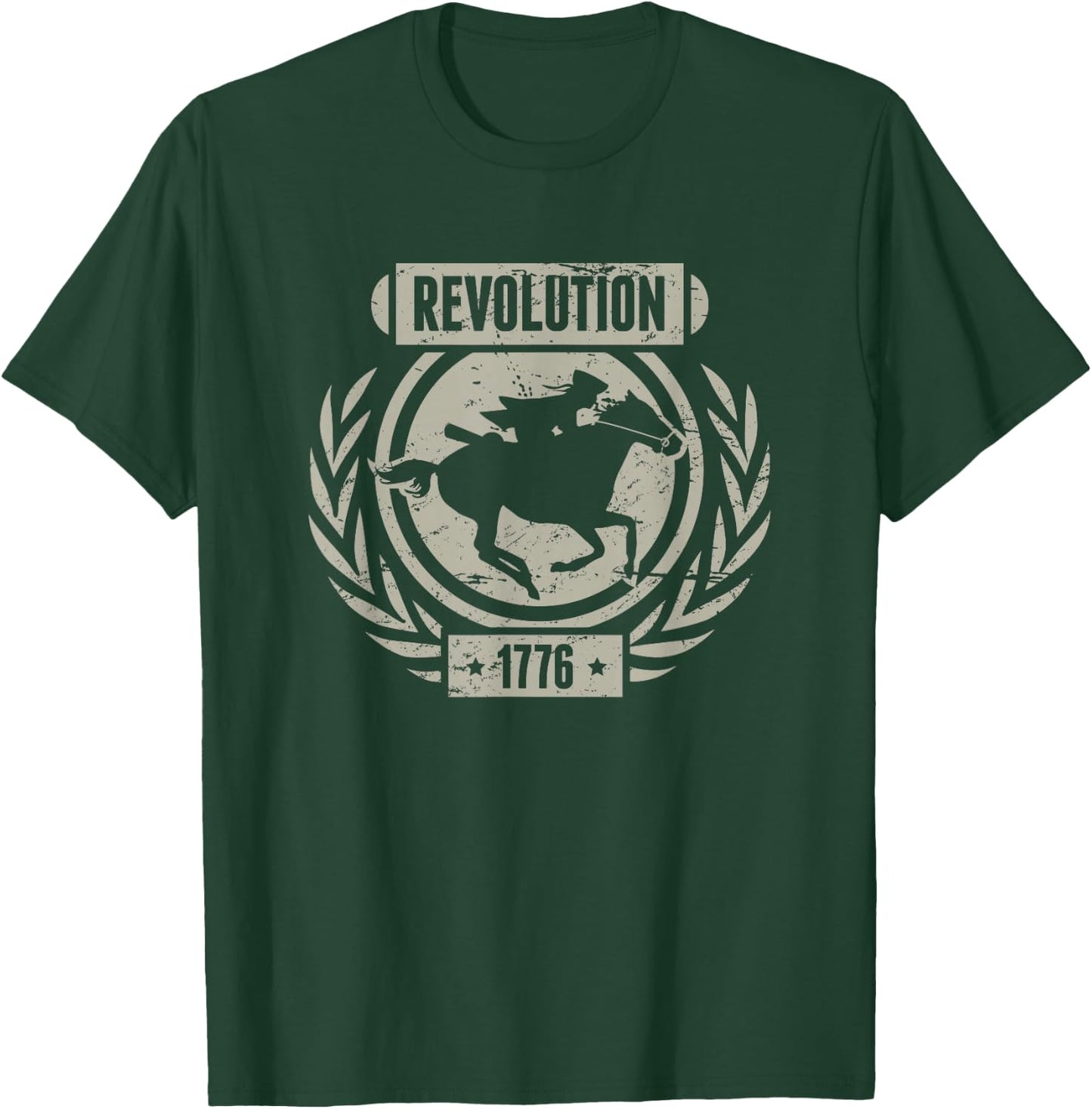 Distressed 1776 American Revolutionary War T-Shirt - T-Shirt | Forest