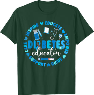 Diabetes Educator Support Diabetes Awareness Blue Ribbon T-Shirt - T-Shirt | Forest