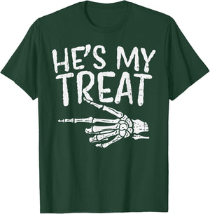 Hes My Treat Skeleton Matching Couple Halloween Costume Hers T-Shirt - T-Shirt | Forest