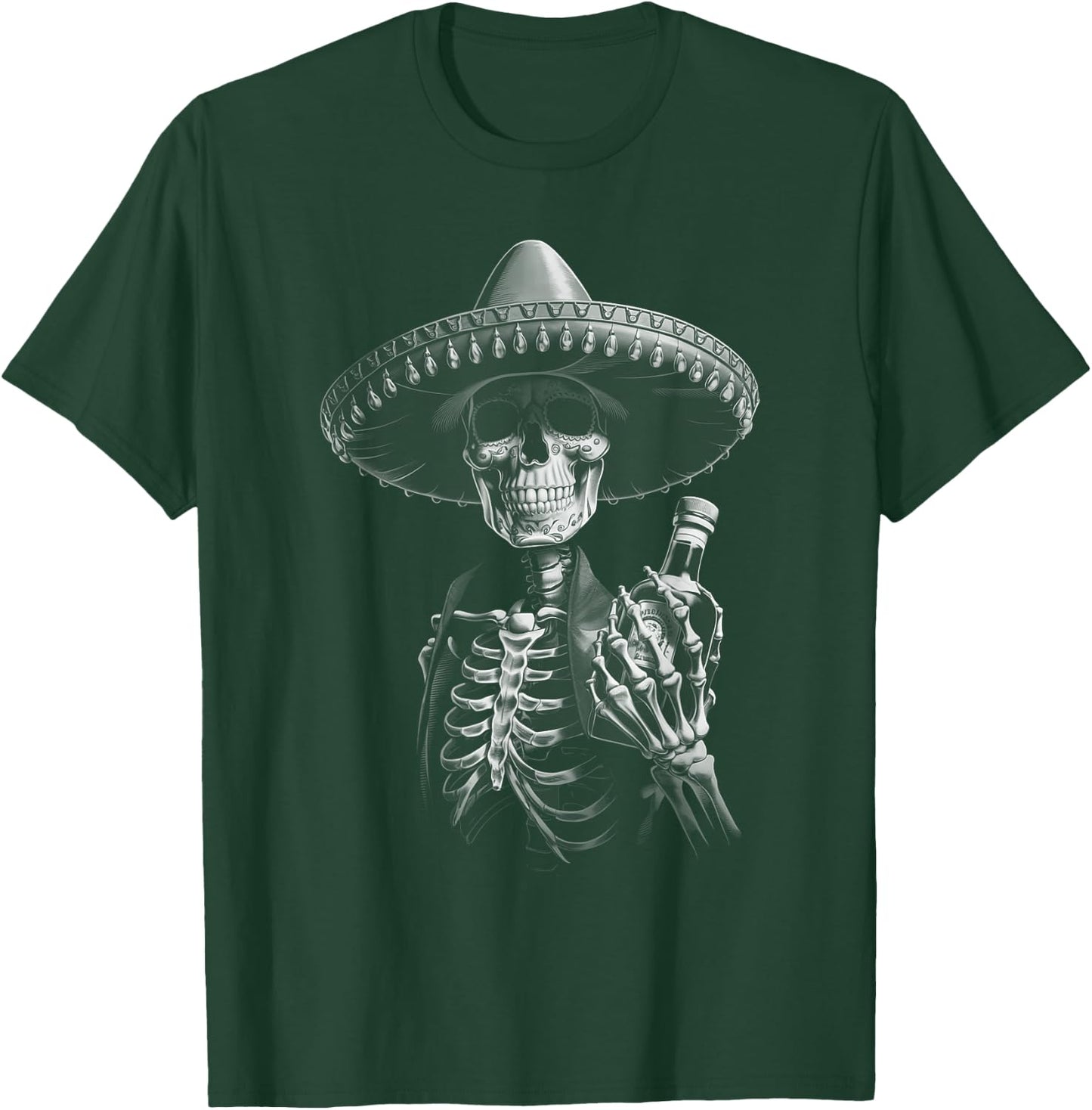 Vintage Mariachi Skeleton Charro Mexican Tequila Party T-Shirt - T-Shirt | Forest