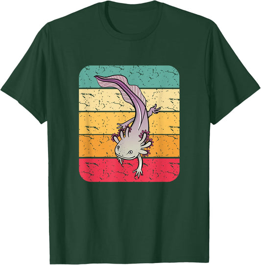 Retro Axolotl Mexican Salamander Gift Lover T-Shirt - T-Shirt | Forest