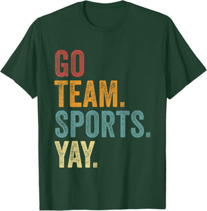Vintage Go Team Sports Yay Funny Game Day Men Women Kids T-Shirt - T-Shirt | Forest