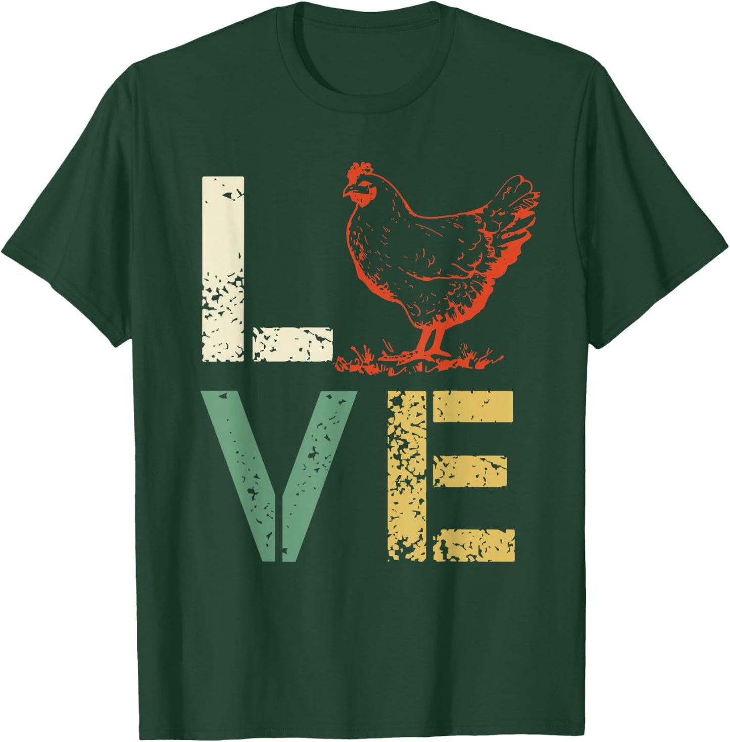 Vintage Chicken - LOVE Poultry Farmer Shirt Gift T-Shirt - T-Shirt | Forest