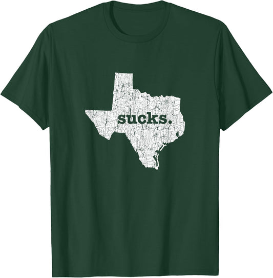 Texas Sucks Funny Retro Style Gag Gift Novelty Graphic T-Shirt - T-Shirt | Forest