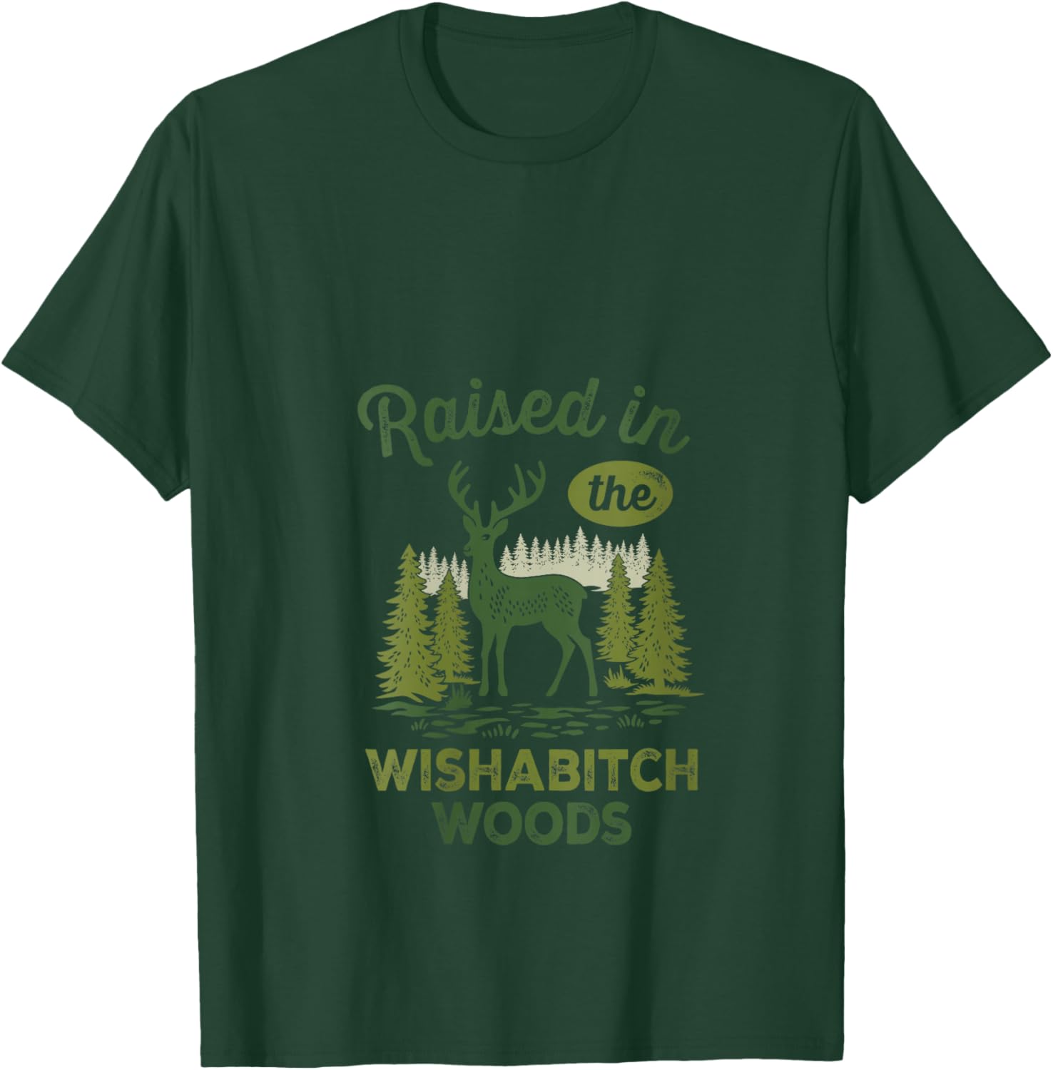 Raised in The Wishabitch Woods Deer V-Neck T-Shirt - T-Shirt | Forest