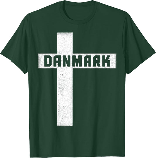 Danmark Flag Cross Design for Danish Pride Denmark Heritage T-Shirt - T-Shirt | Forest
