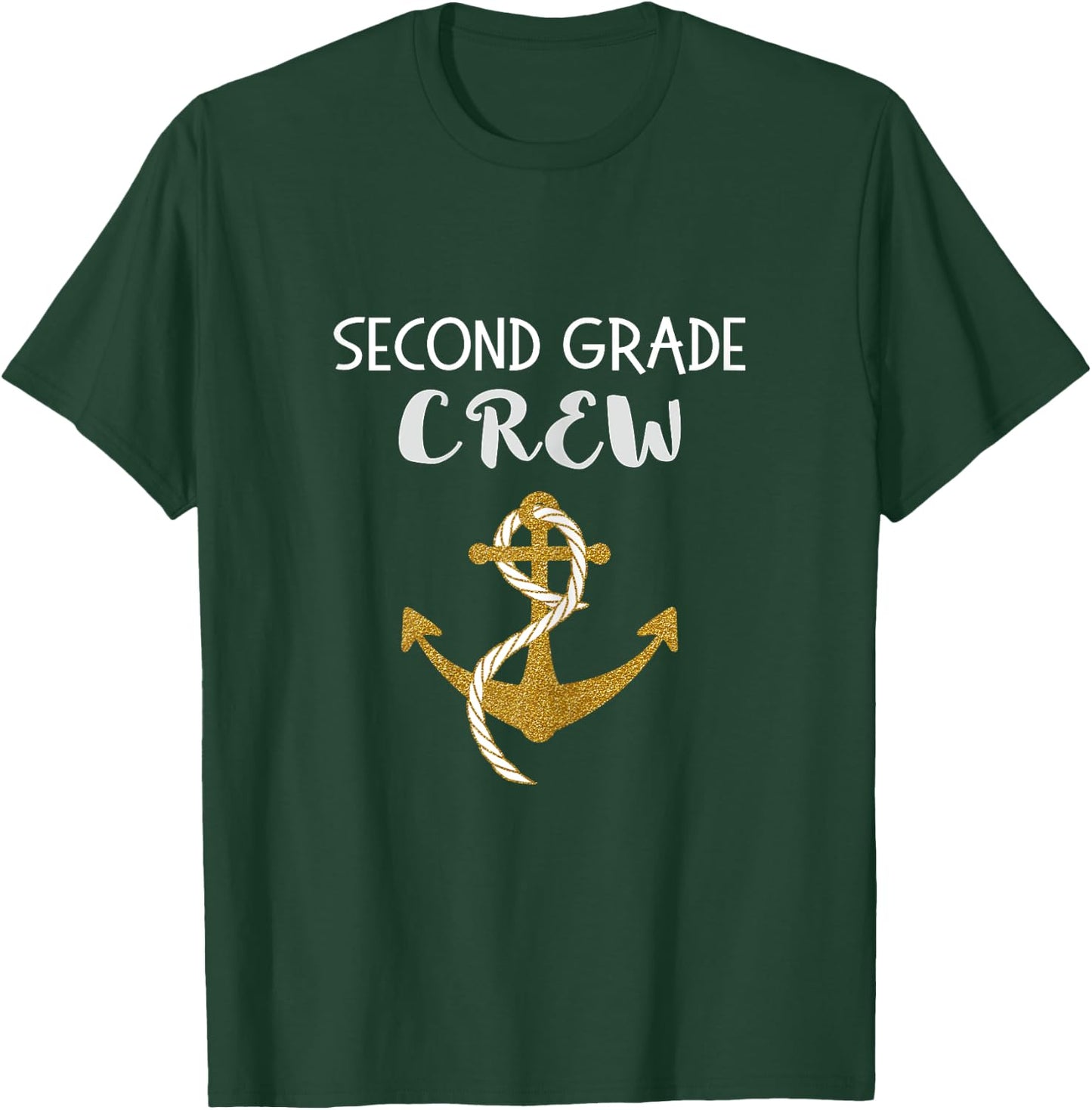 Second Grade Teacher Crew with Anchor for Summer Cruise Girls Kids T-Shirt - T-Shirt | Forest