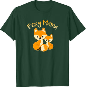 Foxy Mama Funny Mom Quote Mother Daughter Foxes Cute Graphic T-Shirt - T-Shirt | Forest