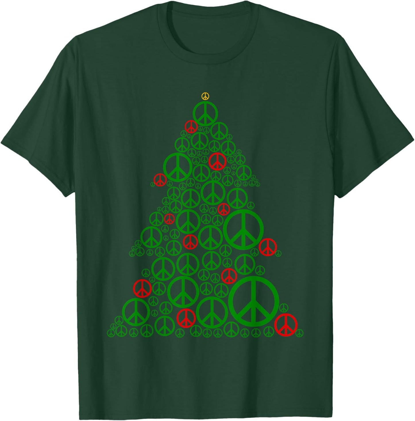 PEACE SIGN Christmas Tree | Hippies Xmas Shirts T-Shirt - T-Shirt | Forest