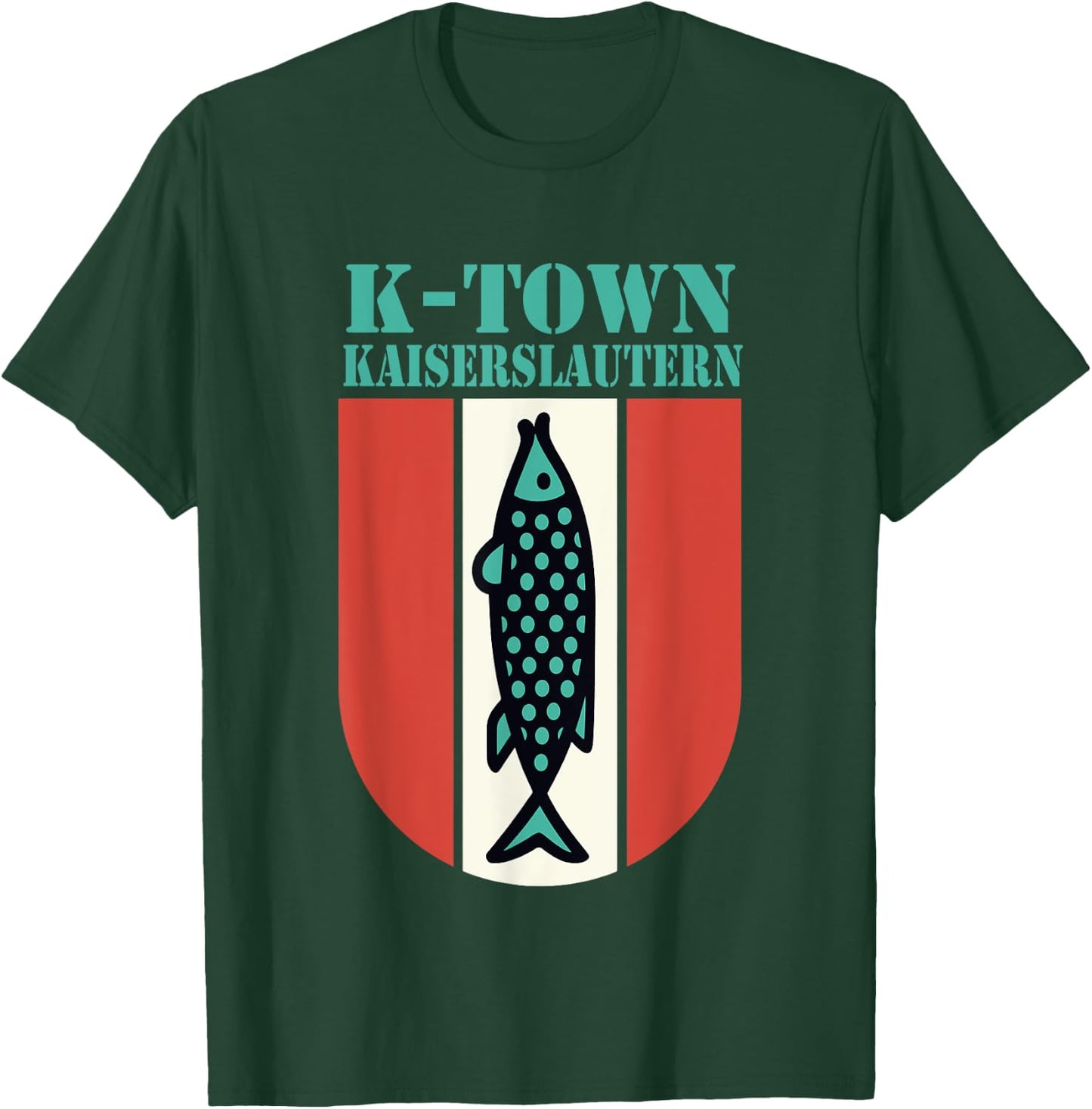K-Town Kaiserslautern Germany Fish Emblem Vintage T-Shirt - T-Shirt | Forest