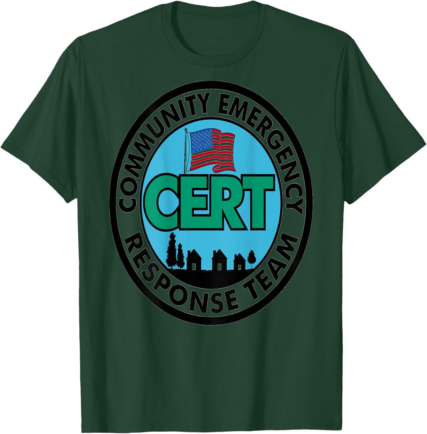 CERT Community Emergency Response Team Black Letters Back T-Shirt - T-Shirt | Forest