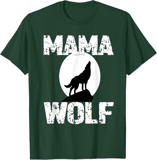 Mama Wolf Matching Family Tribe Wolves Moon Woman T-Shirt - T-Shirt | Forest