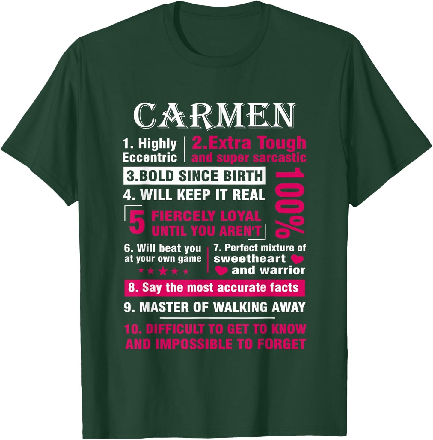 CARMEN Highly Eccentric 10 Facts Shirt First Name shirt T-Shirt - T-Shirt | Forest
