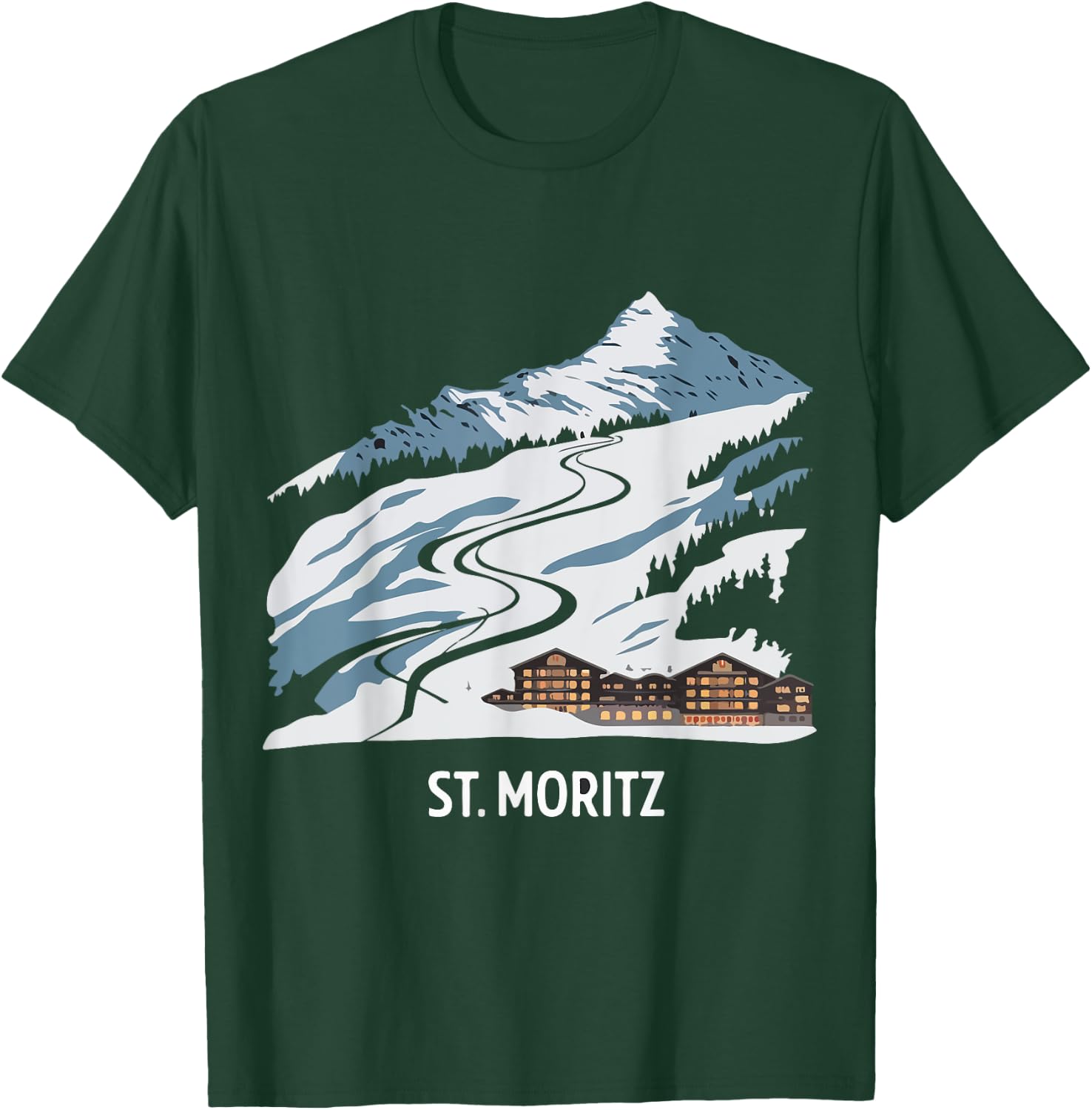 St Moritz Swiss Snow Alps T-Shirt - T-Shirt | Forest