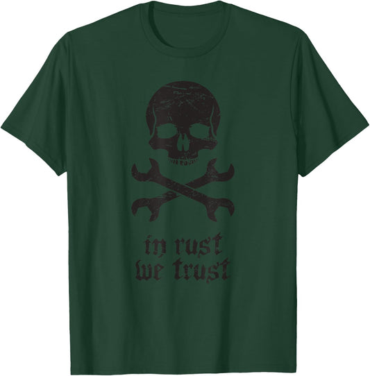 Skull - Rat Rod / Custom Car Builder Mechanic T-Shirt - T-Shirt | Forest