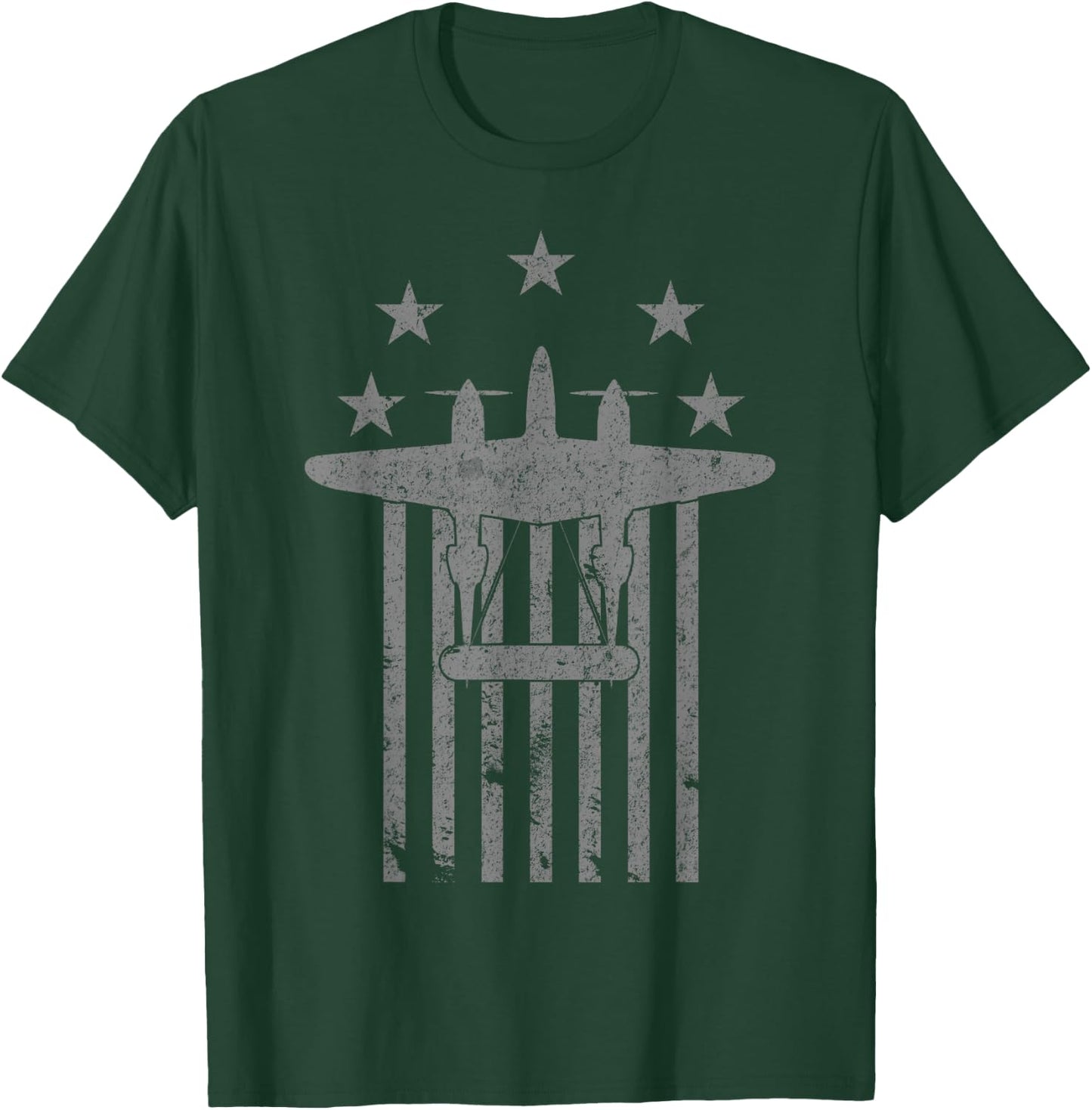 P-38 Lightning "Stars & Bars Series" WWII Airplane T-Shirt - T-Shirt | Forest