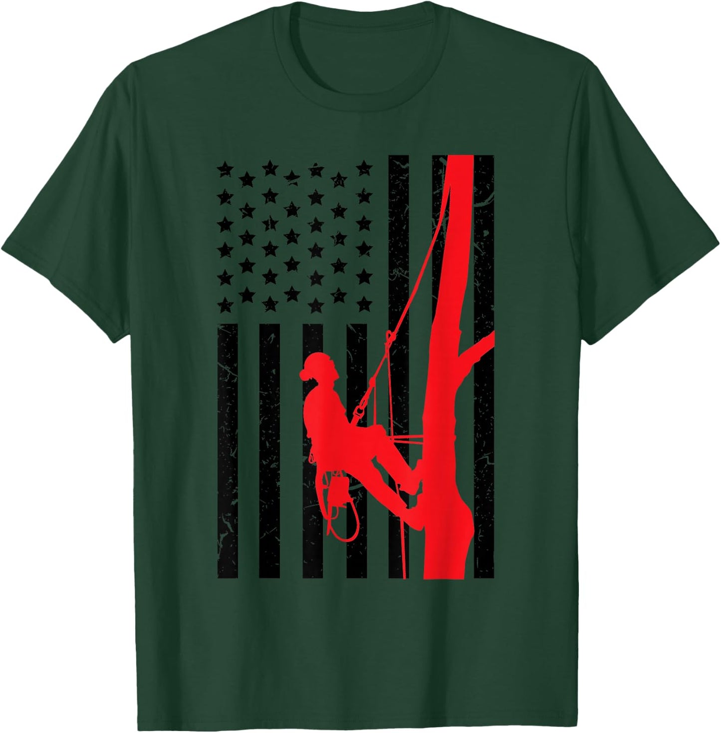 Arborist Patriotic Gift Distressed American Flag 4th of July T-Shirt - T-Shirt | Forest