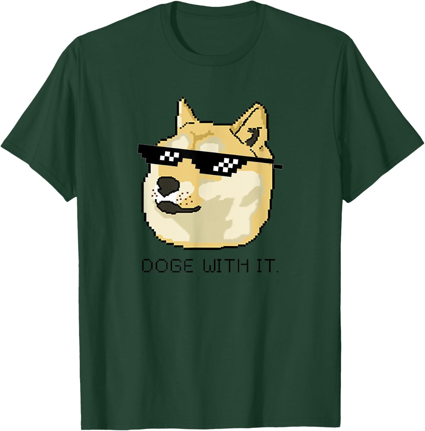 Shiba Inu Meme Doge Deal With It Pixel Glasses T-Shirt - T-Shirt | Forest