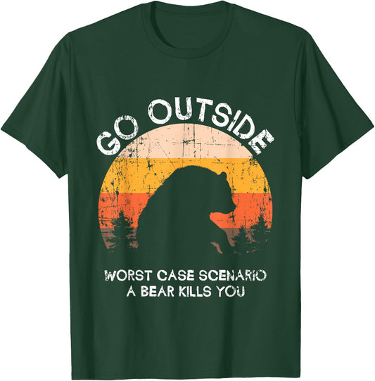 Funny Animal Go Outside Get Eaten By Bear T-Shirt - T-Shirt | Forest