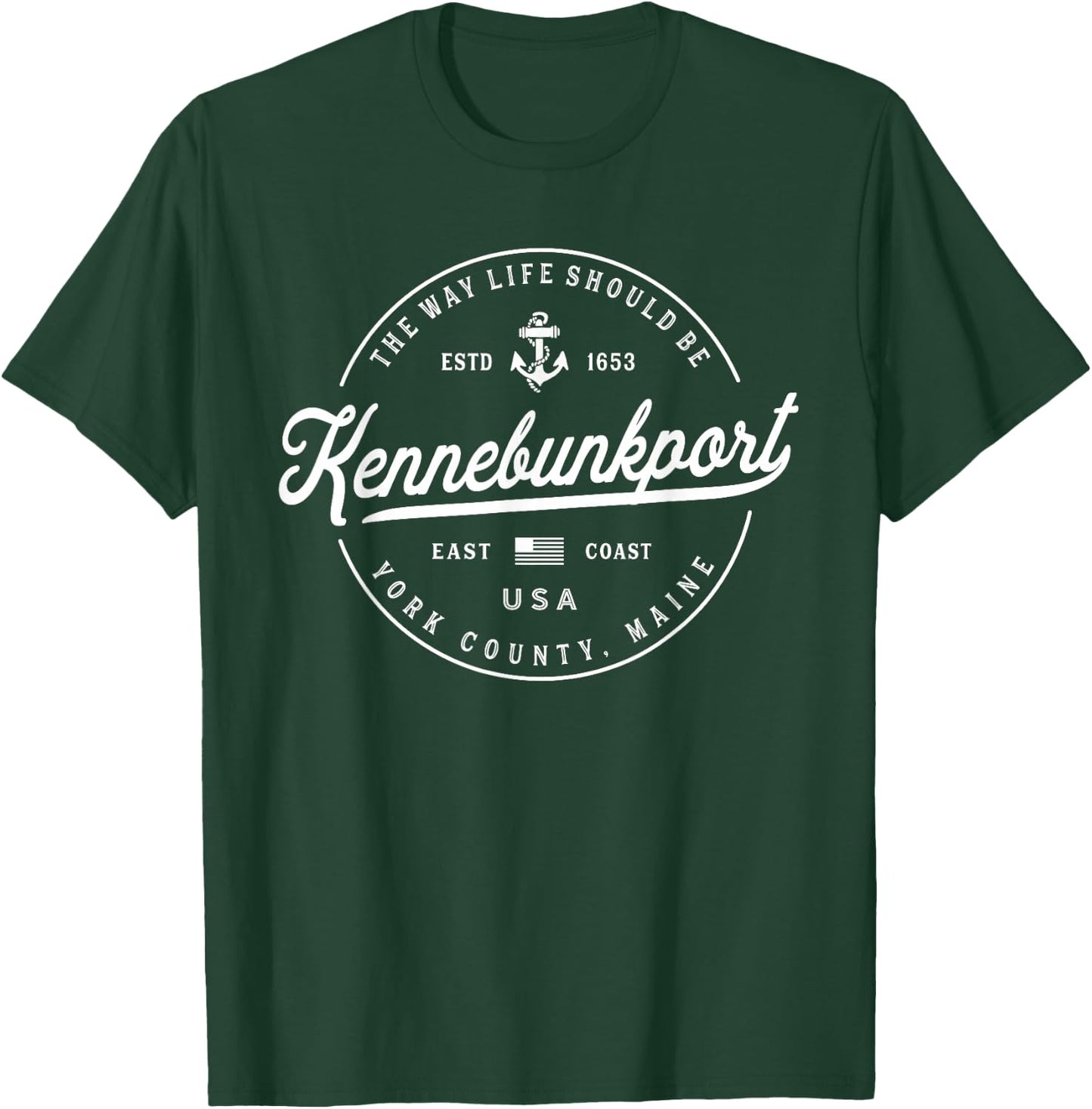NAUTICAL Anchor Kennebunkport Maine Travel Vacation T-Shirt - T-Shirt | Forest