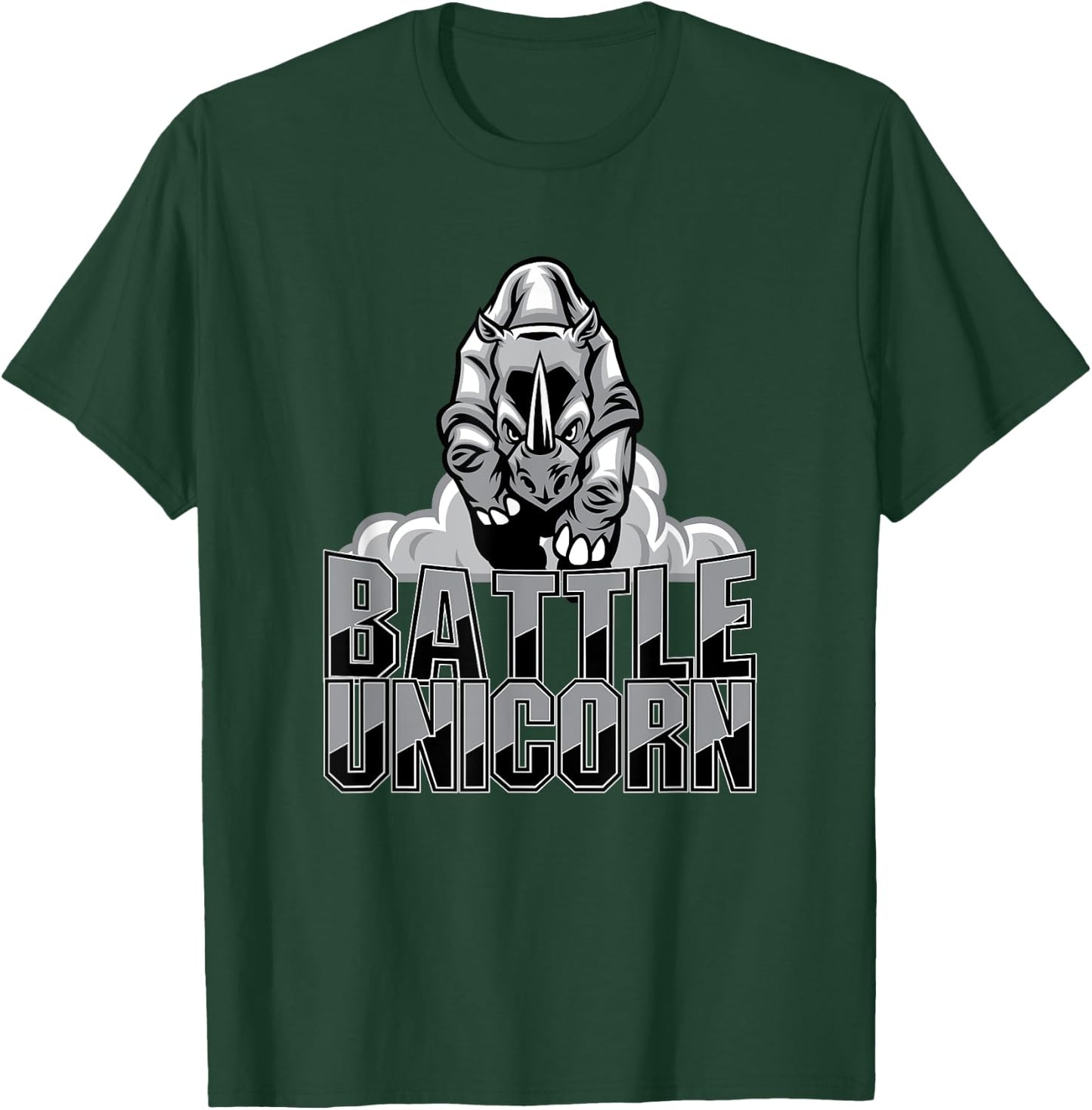 Battle Unicorn - Funny Rhino Rainbow Safari T-Shirt - T-Shirt | Forest