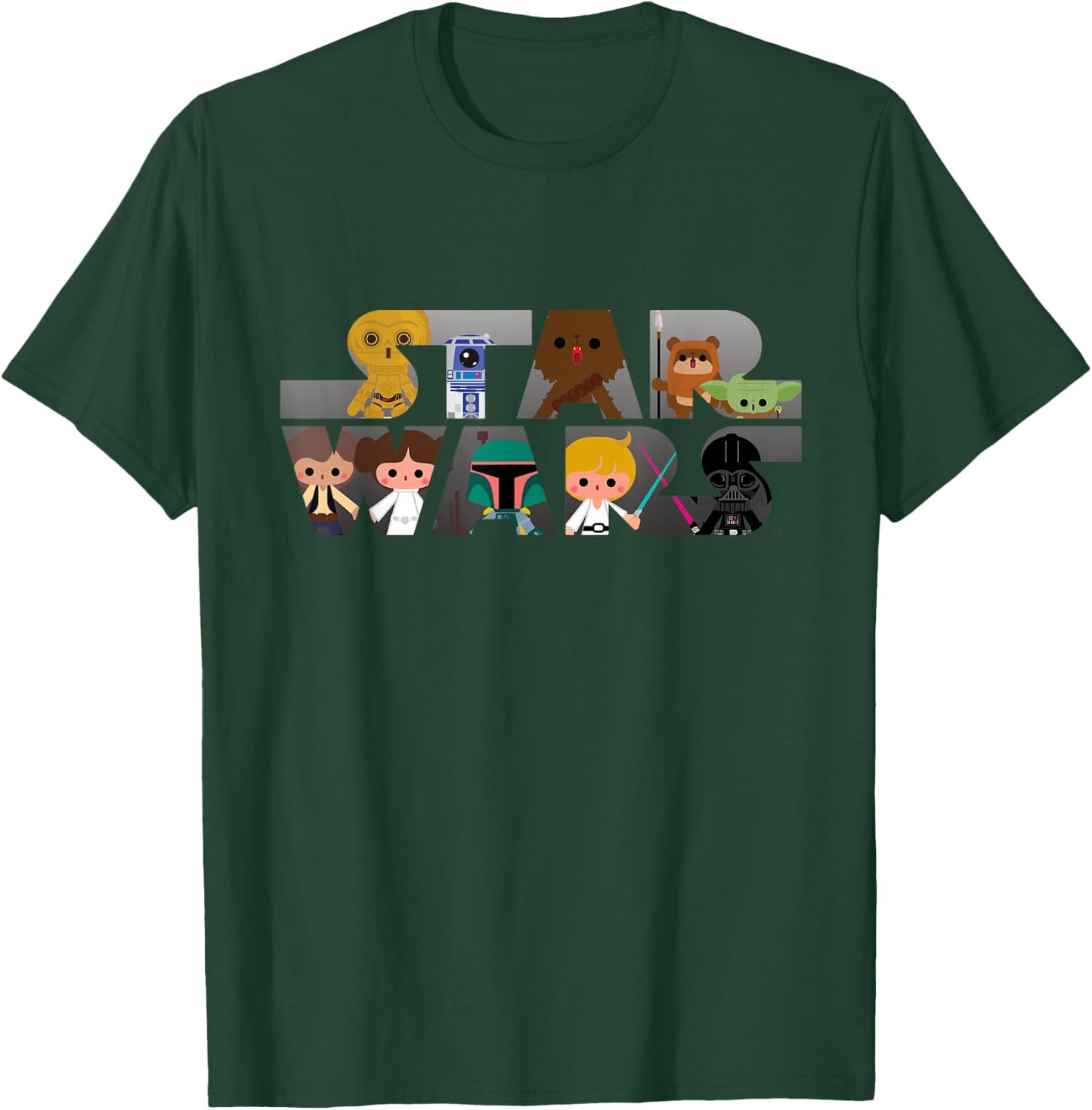 Star Wars Logo Kawaii Multi-Character T-Shirt - T-Shirt | Forest