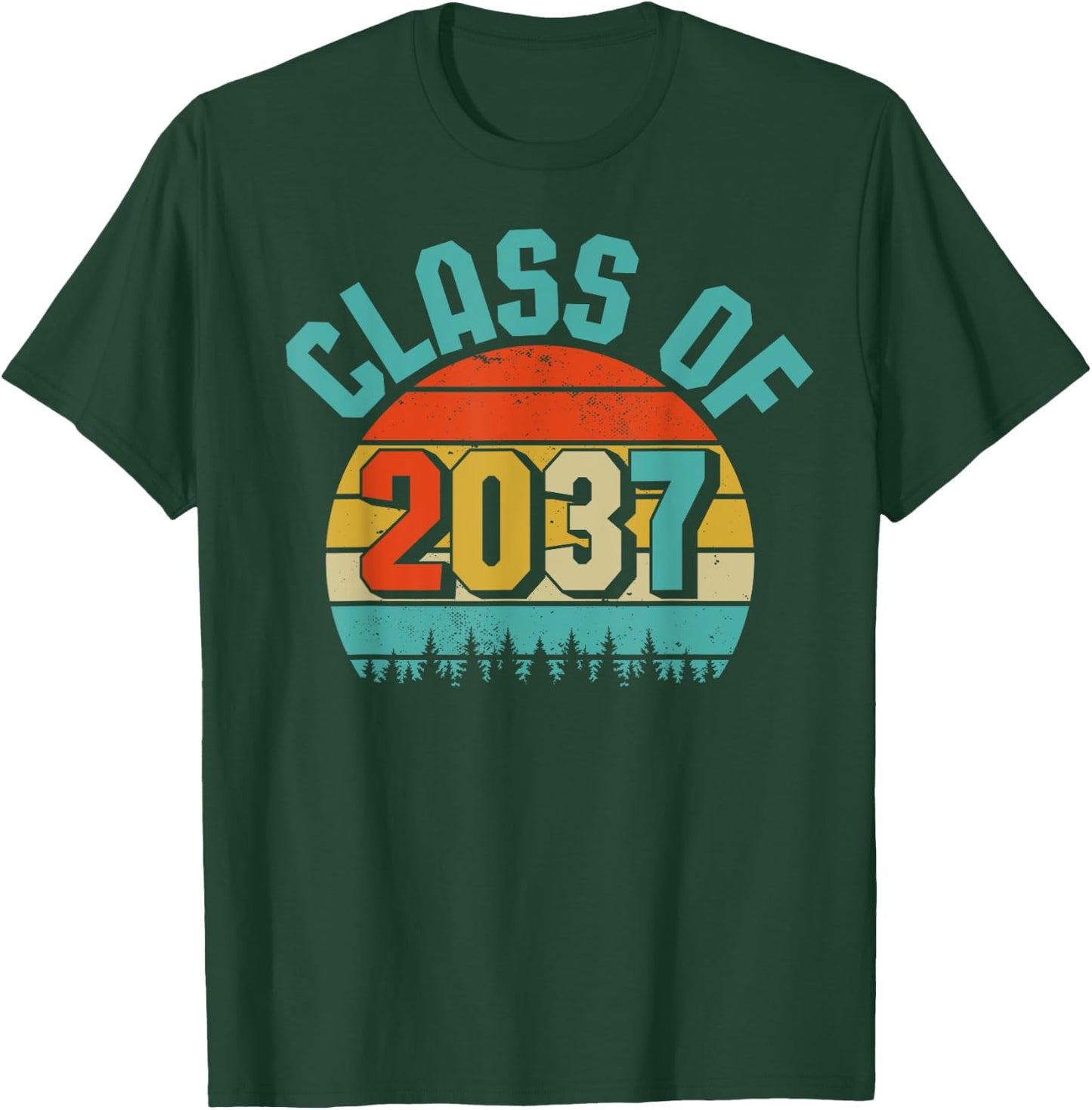 Class of 2037 Grow With Me Kindergarten to Graduation Retro T-Shirt - T-Shirt | Forest