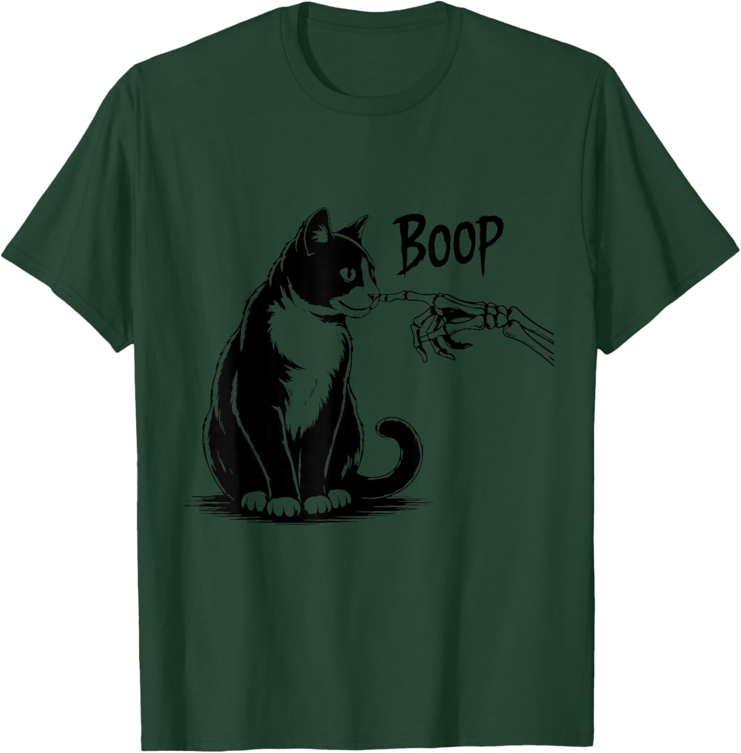 Tuxedo Cat Skeleton Boop Halloween Vintage Funny Mom Women T-Shirt - T-Shirt | Forest
