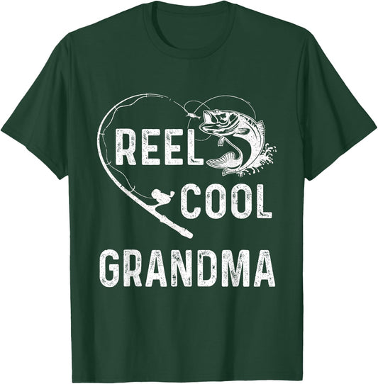 Reel Cool Grandma Retro Fishing Lover For Mothers Day T-Shirt - T-Shirt | Forest