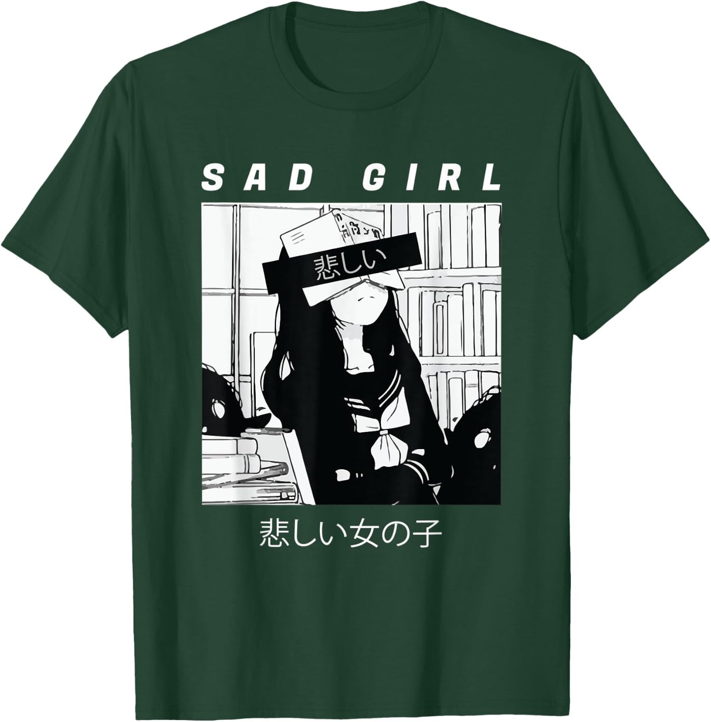 Sad Anime Girl Japanese Babe Otaku Cool Gift T-Shirt - T-Shirt | Forest