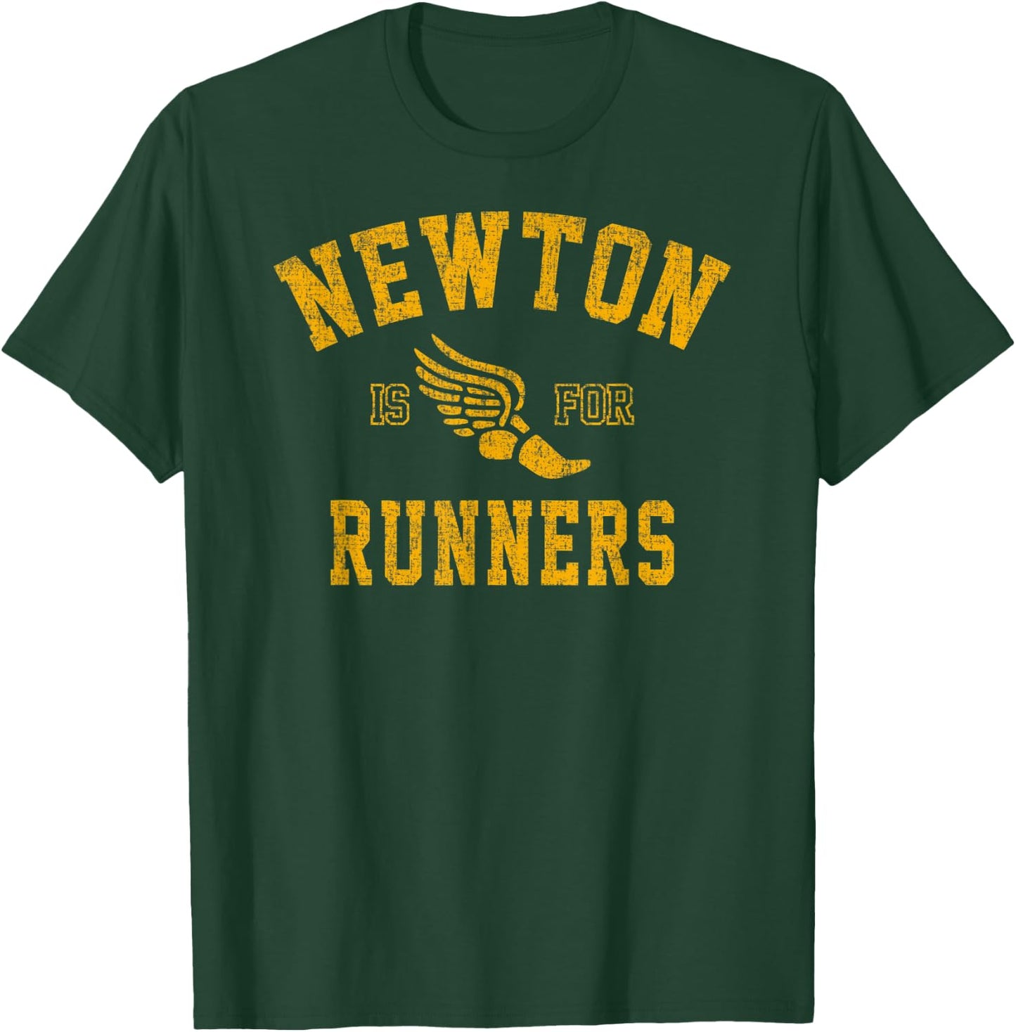Vintage Style Newton Massachusetts is For Runners T-Shirt - T-Shirt | Forest
