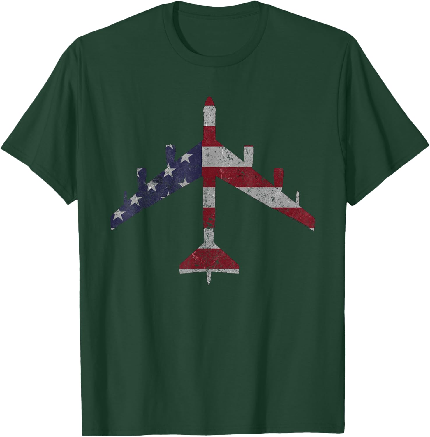 B-52 Stratofortress Silhouette American Flag Women Kids Men T-Shirt - T-Shirt | Forest