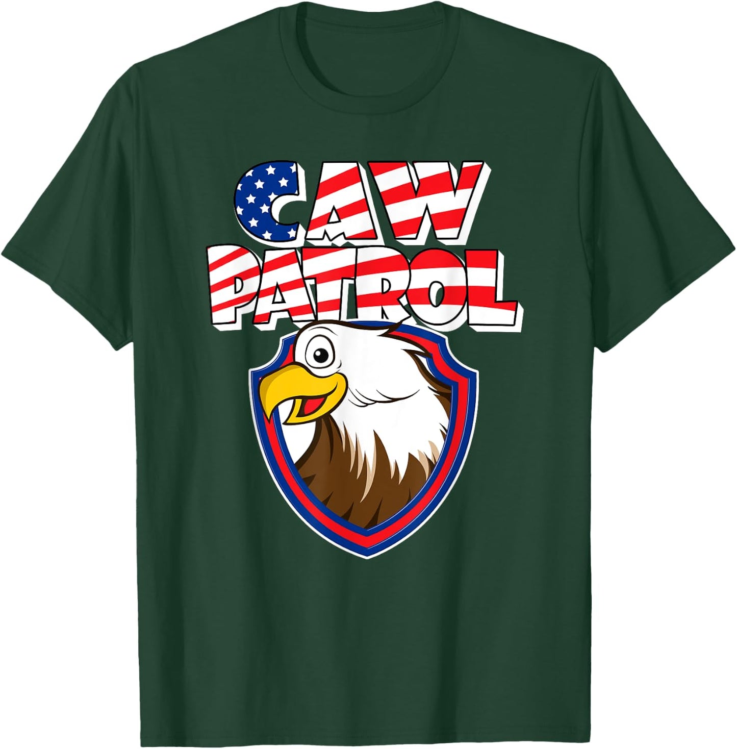Caw Patrol Bald Eagle American Red White Blue Flag T-Shirt - T-Shirt | Forest