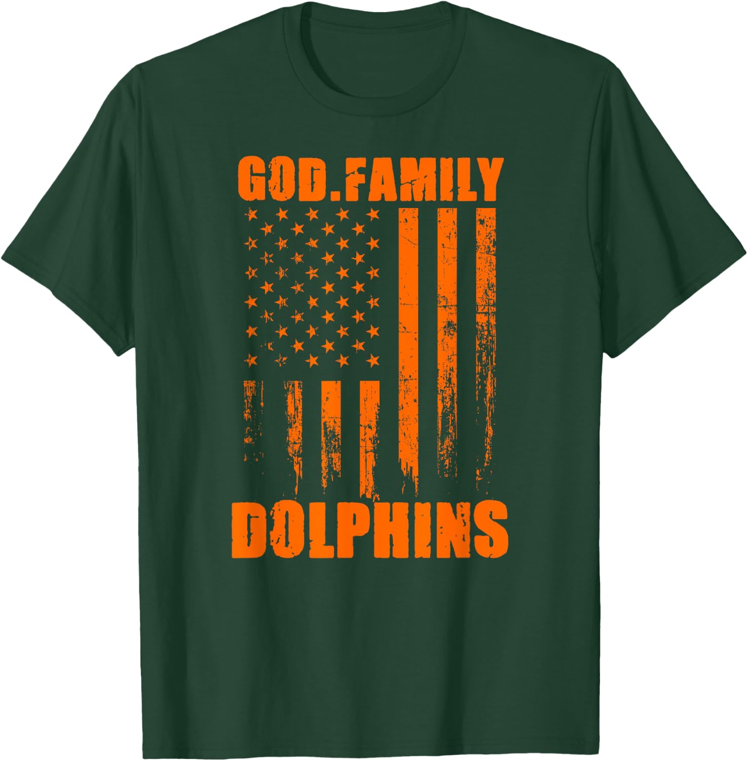 Mosley Dolphins God. Family. Vintage USA Flag T-Shirt - T-Shirt | Forest