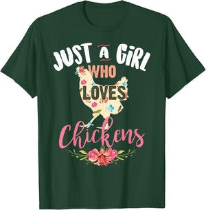 Just A Girl Who Loves Chickens Shirt Poultry Lover Cute Gift T-Shirt - T-Shirt | Forest