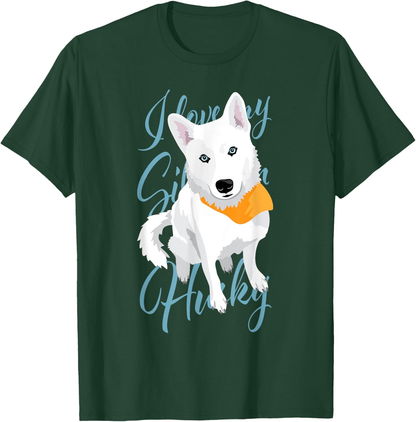 Claras White Husky Adults Siberian Husky Dog , Black, Short Sleeve, Small T-Shirt - T-Shirt | Forest