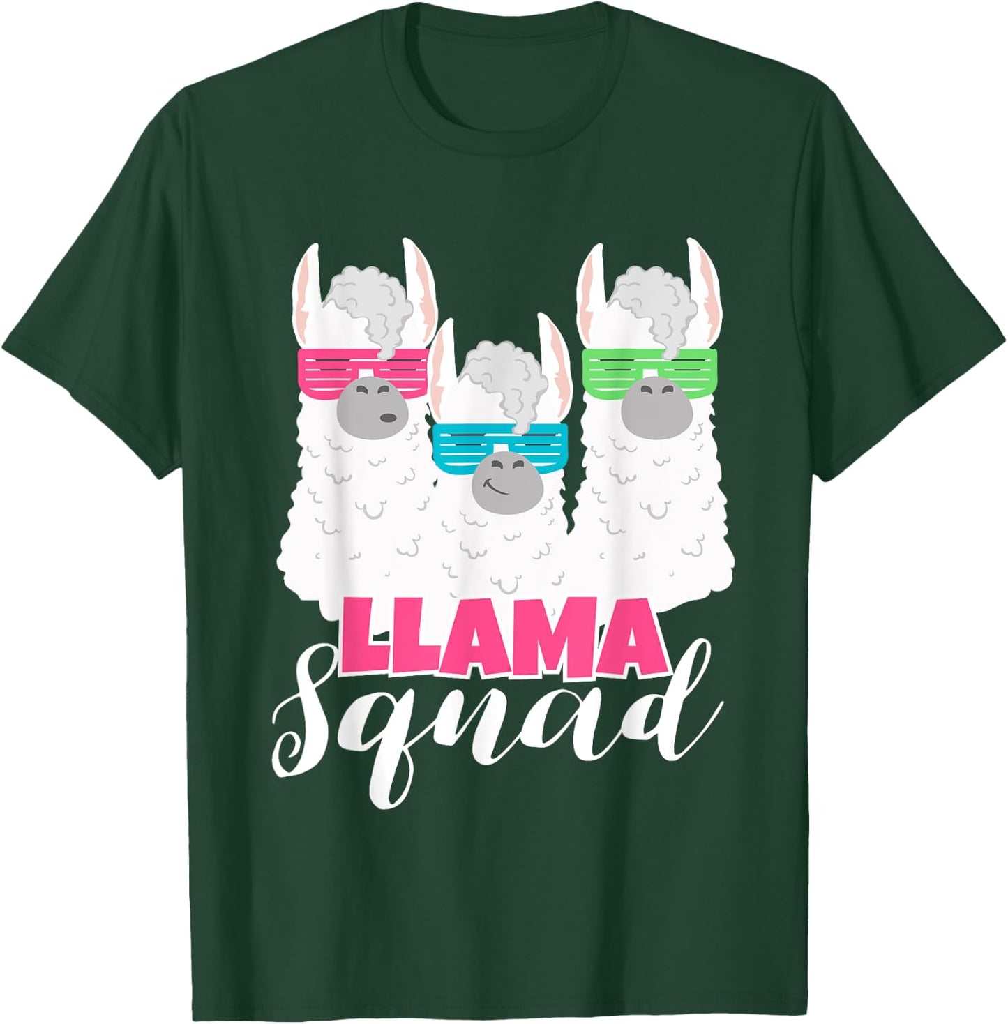 Cute Llama Squad Shirt Retro 80s Style Gift T-Shirt - T-Shirt | Forest