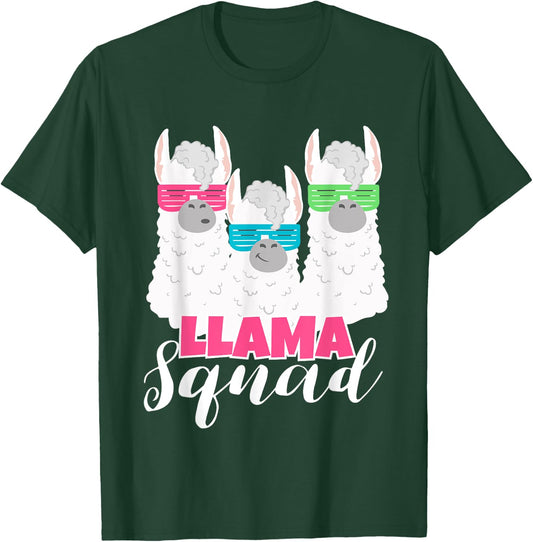 Cute Llama Squad Shirt Retro 80s Style Gift T-Shirt - T-Shirt | Forest