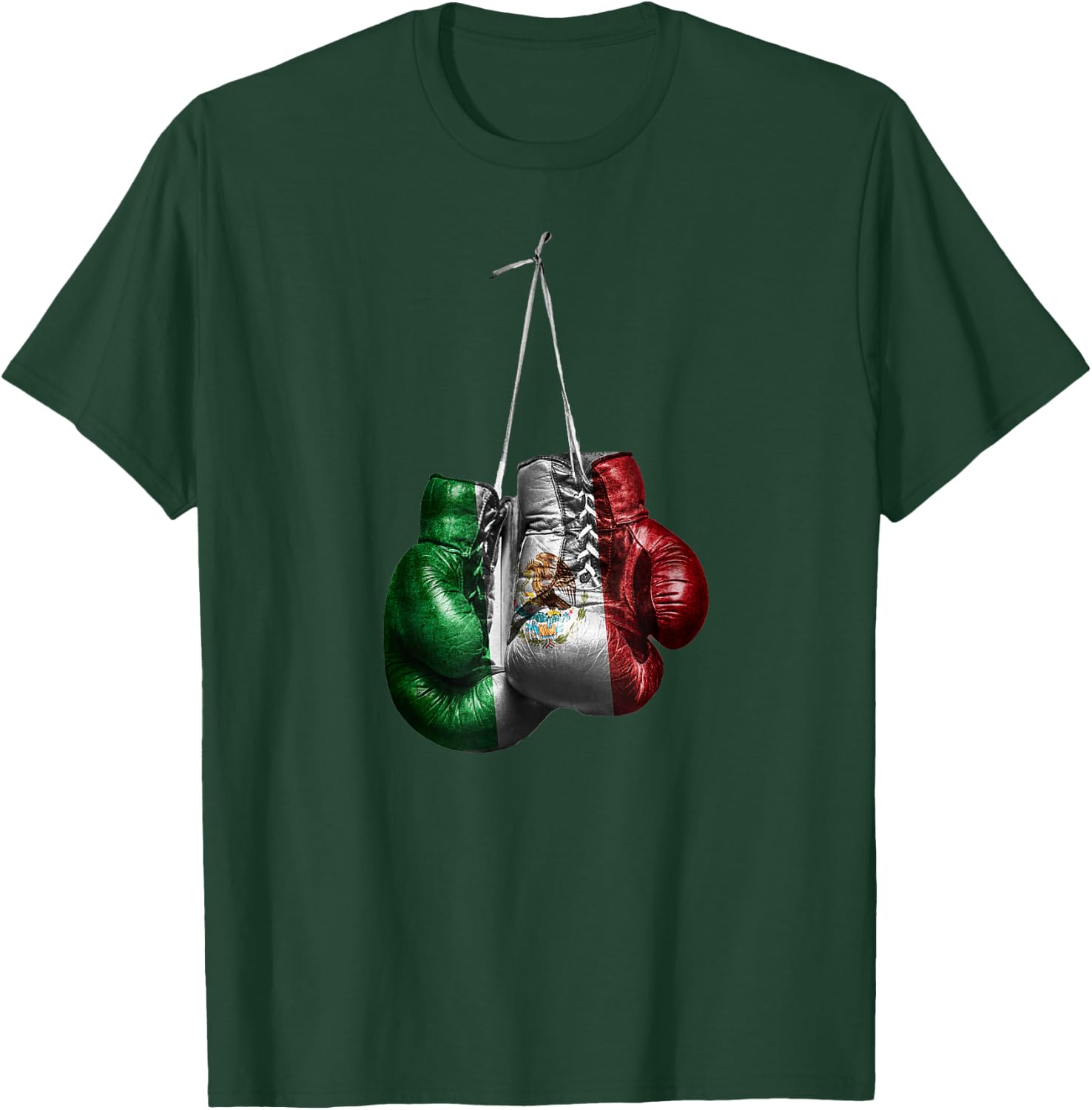 Boxing Gloves - Mexico Vintage Flag , Black, Small, Short Sleeve, Classic Fit, Cotton, Polyester T-Shirt - T-Shirt | Forest