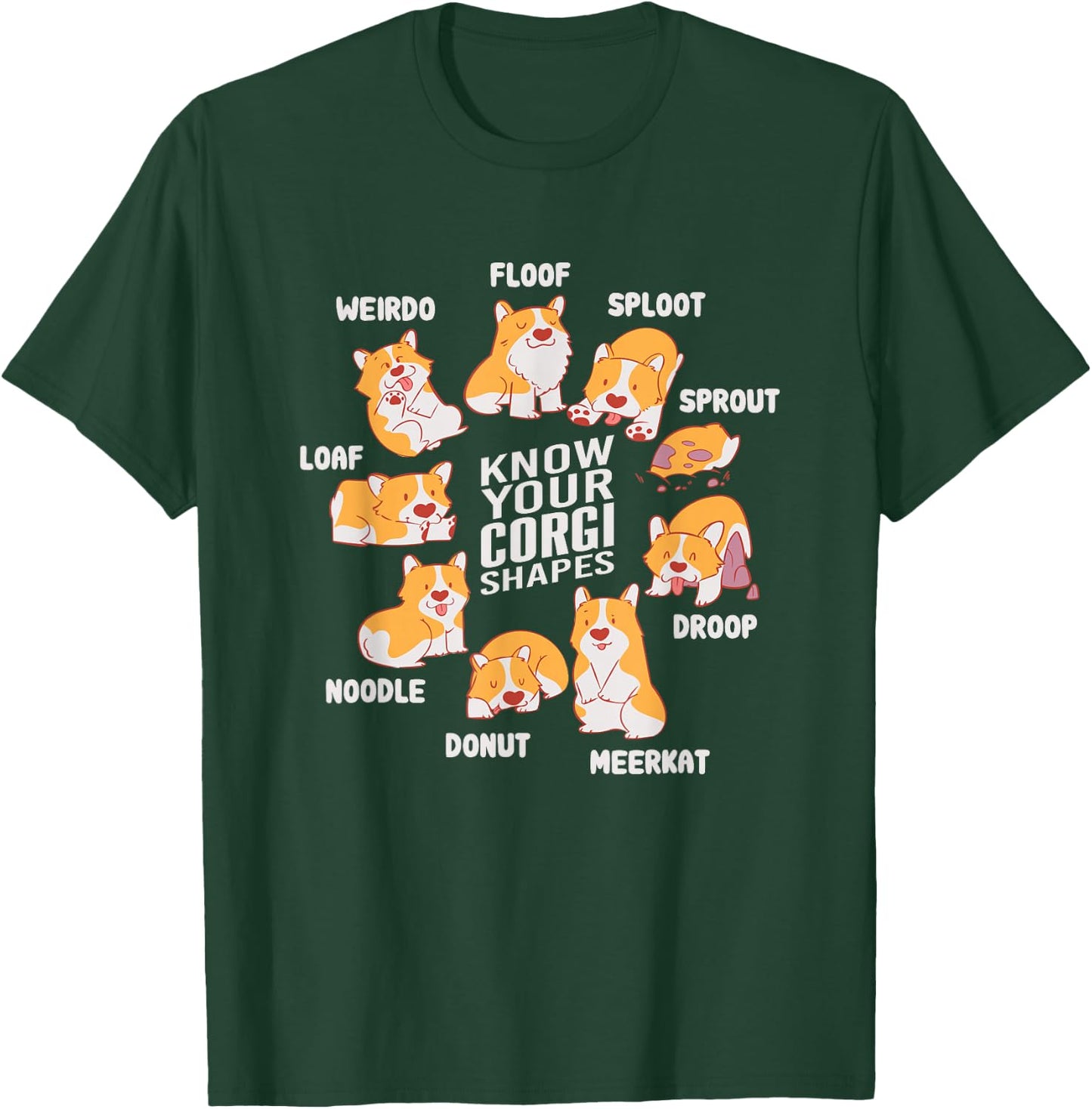 Funny Know Your Corgi Shapes Cute Welsh Dog Lover T-Shirt - T-Shirt | Forest