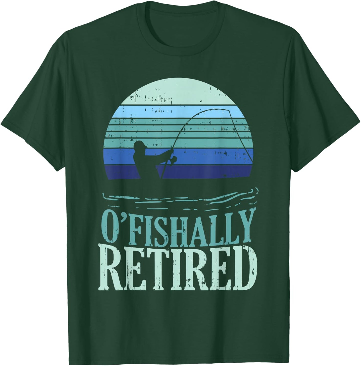 Ofishally Retired Fishing Retro Retirement Dad Men Gift T-Shirt - T-Shirt | Forest