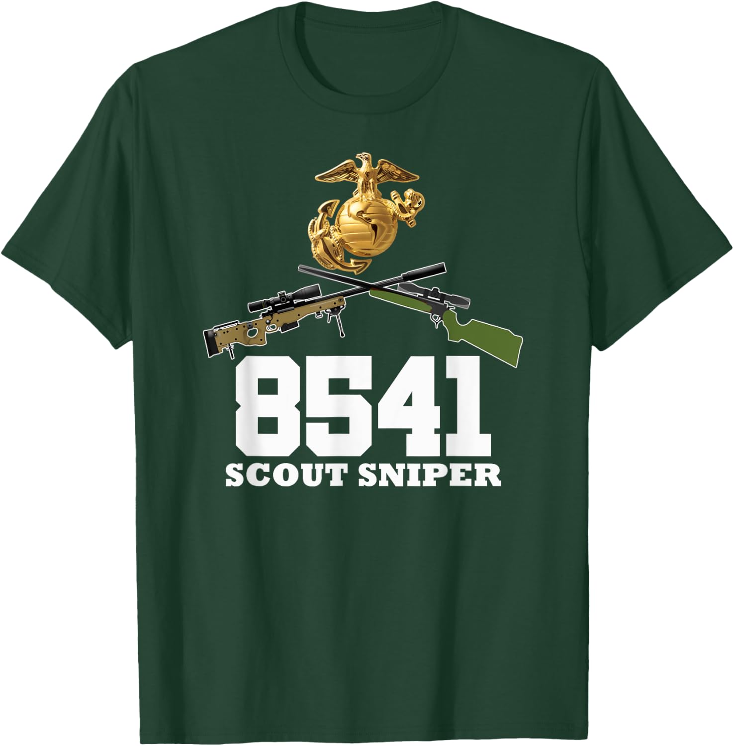 Eagle Globe Anchor 8541 MOS Sniper One Shot One Kill T shirt T-Shirt - T-Shirt | Forest