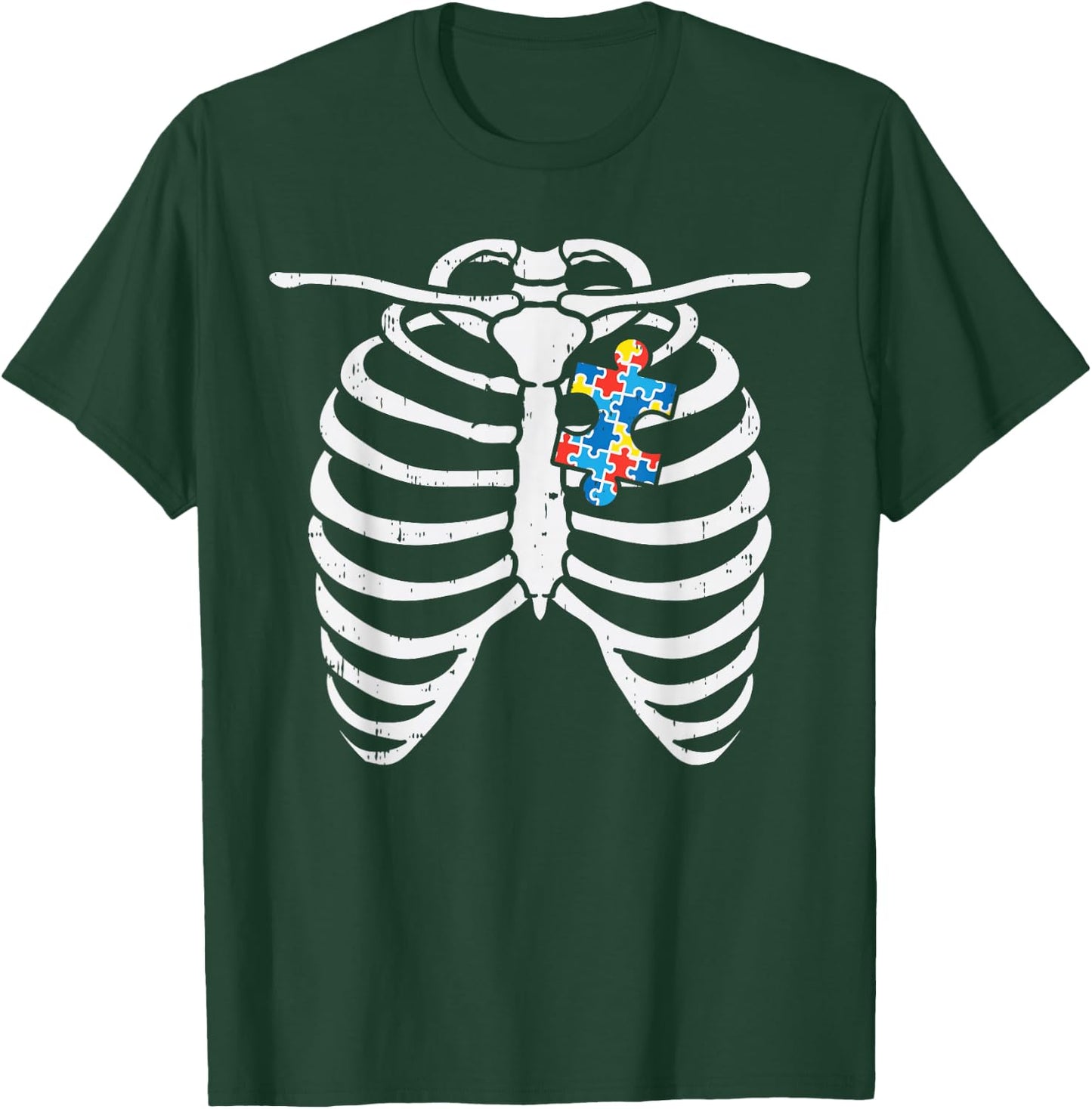 Autism Awareness Puzzle Skeleton X-Ray Halloween Costume Kid T-Shirt - T-Shirt | Forest