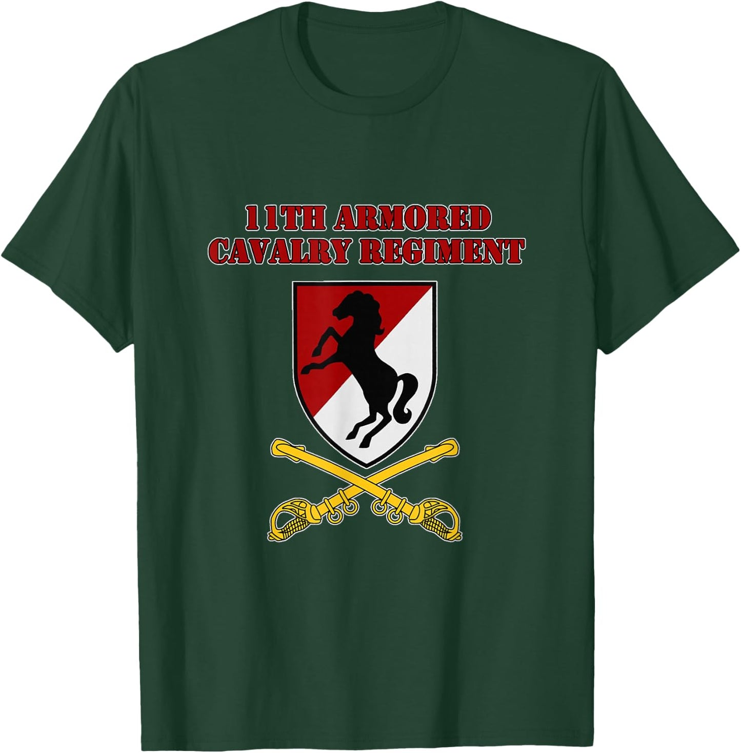 Griffin's Goodies Military Designs - 11th Armored Cavalry Regiment - Black - Men's Small - Short Sleeve - Classic Fit - Polyester 100% T-Shirt - T-Shirt | Forest