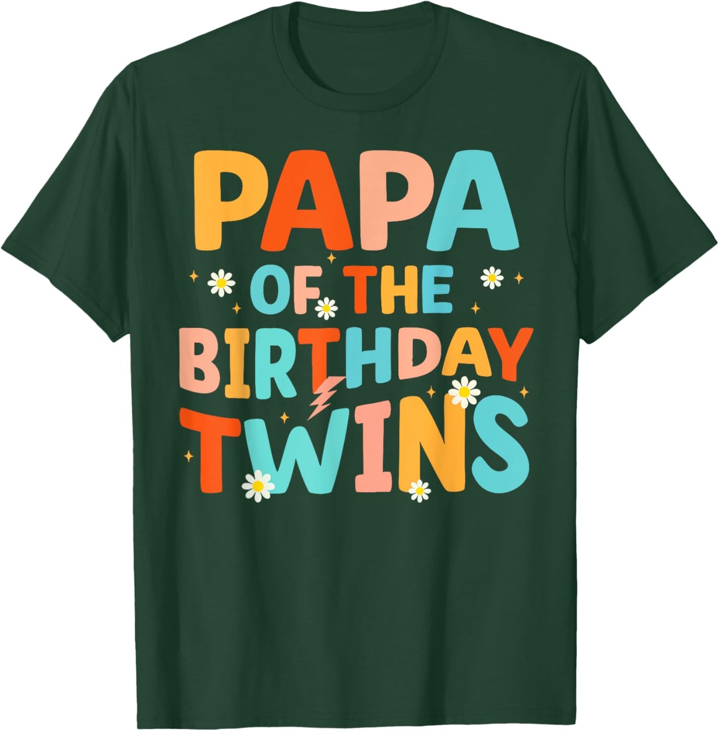 Papa Of The Birthday Twins Kids Party Retro Bday T-Shirt - T-Shirt | Forest