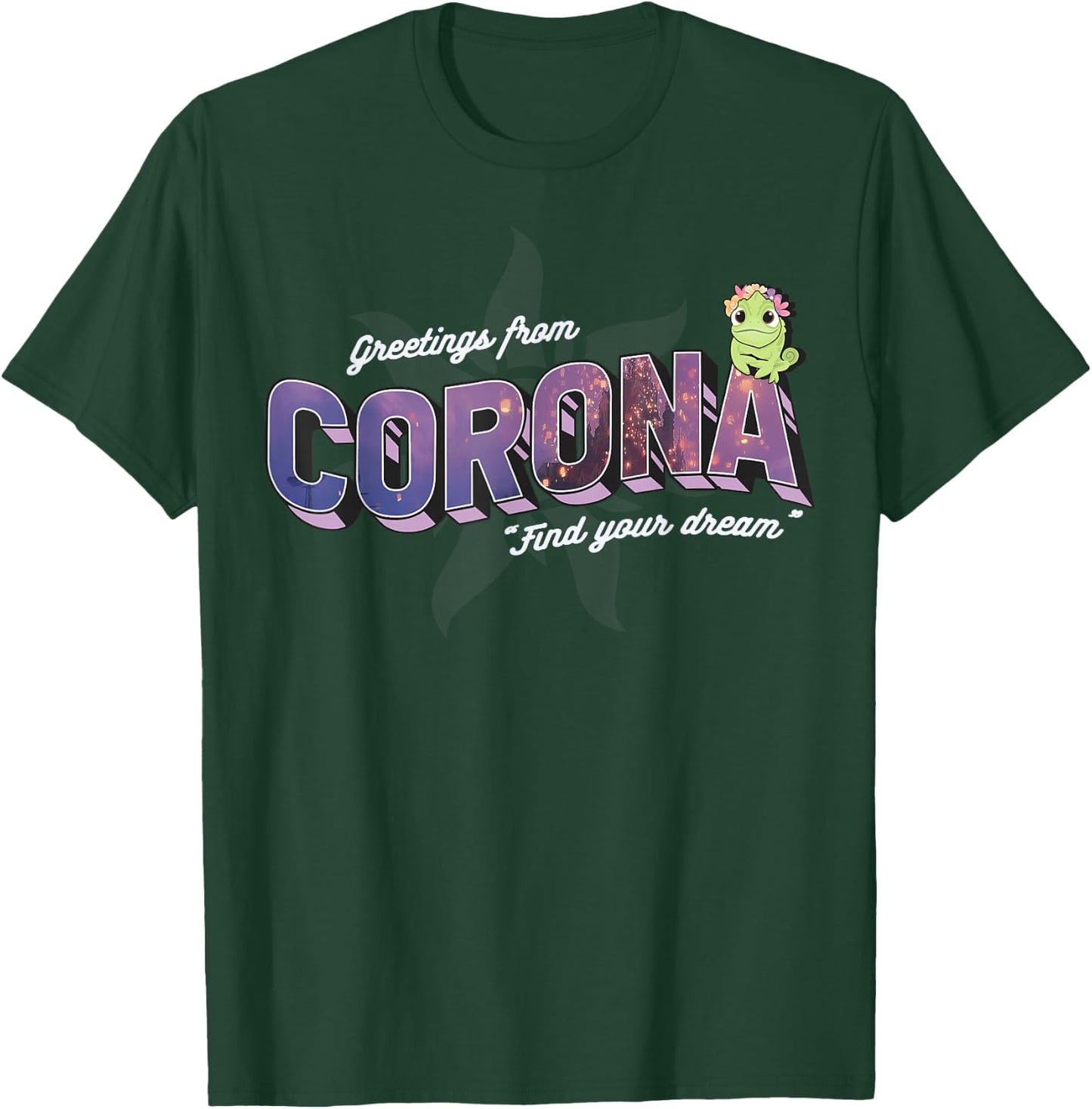 Disney Tangled Pascal Greetings From Corona Logo T-Shirt - T-Shirt | Forest