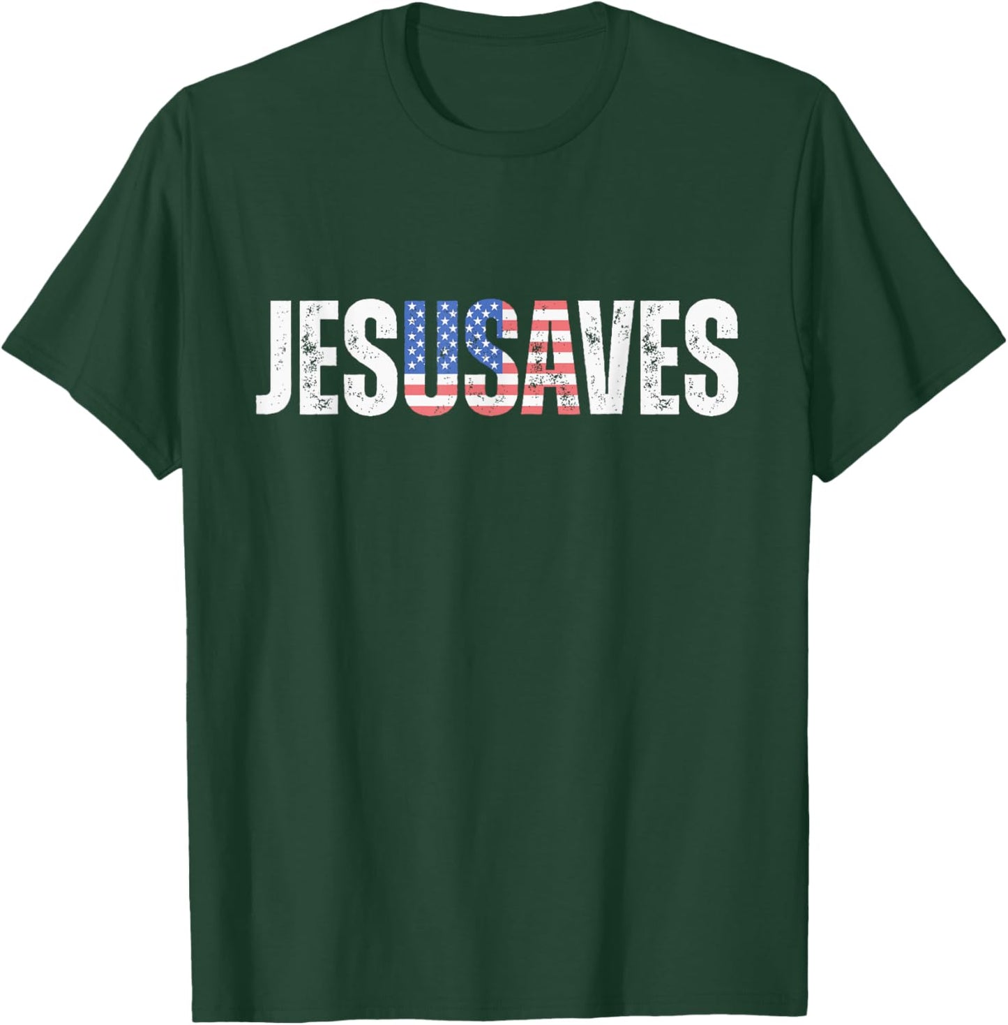 Jesus Save USA Flag Patriotic Christian T-Shirt - T-Shirt | Forest